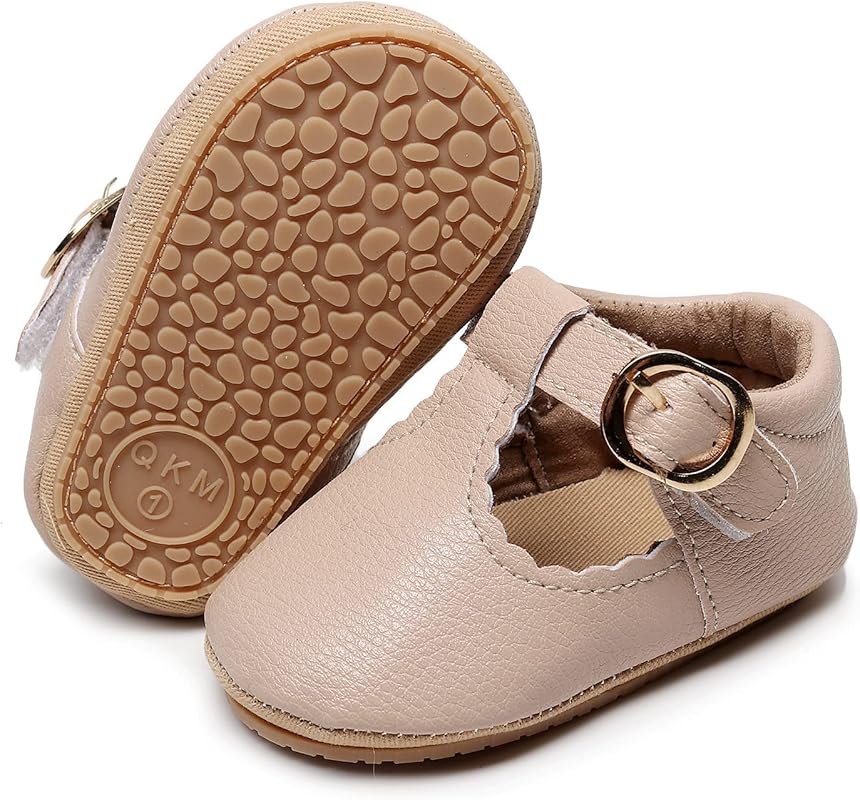 HONGTEYA Non-Slip Mary Jane Flats with Soft PU Leather Sole, Toddler F