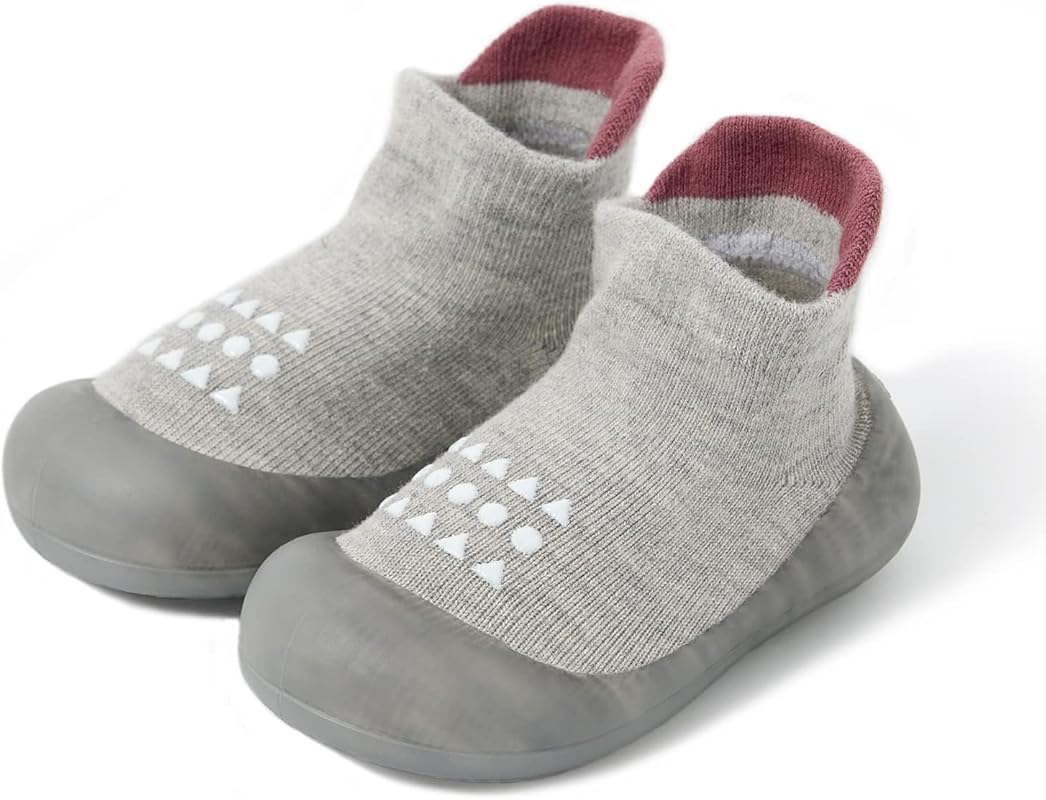 Baby Sock Shoes with Breathable Fabric, Soft Rubber Sole and Non-Slip 