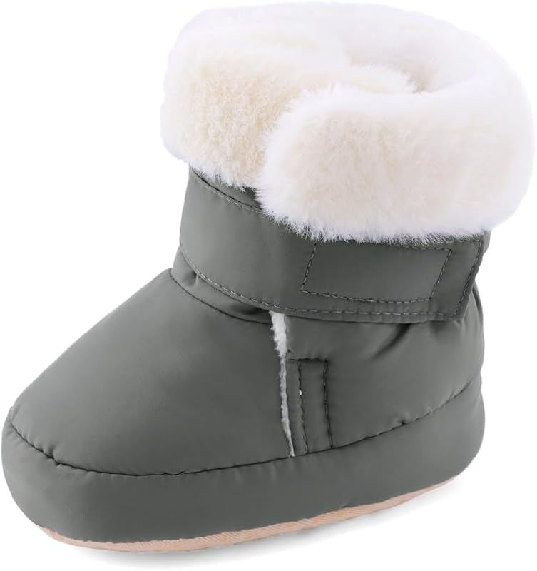 KAKU NANU Baby Booties with Warm Furry Lining, Soft Non-Slip Slippers