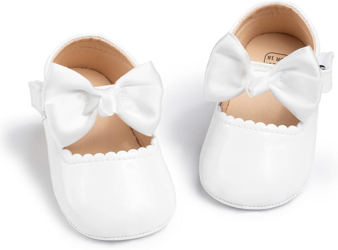 Meckior Handmade Soft PU Leather Princess Flats, Non-Slip Toddler Firs