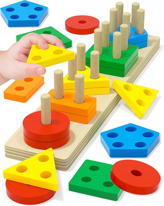Wooden Montessori Learning Puzzles for Toddlers Ages 1-4, Educational 