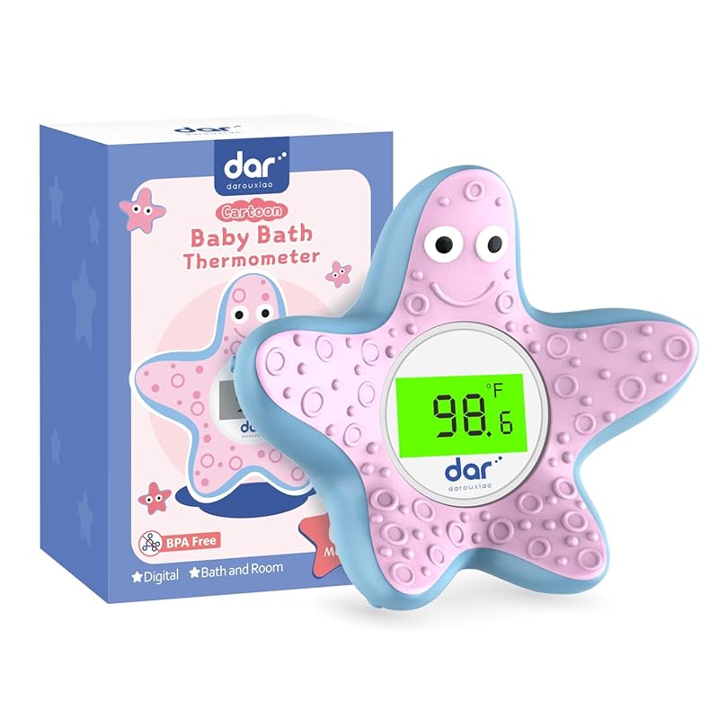 Baby Bath Thermometer with 3-Color Backlit Digital Display and Tempera