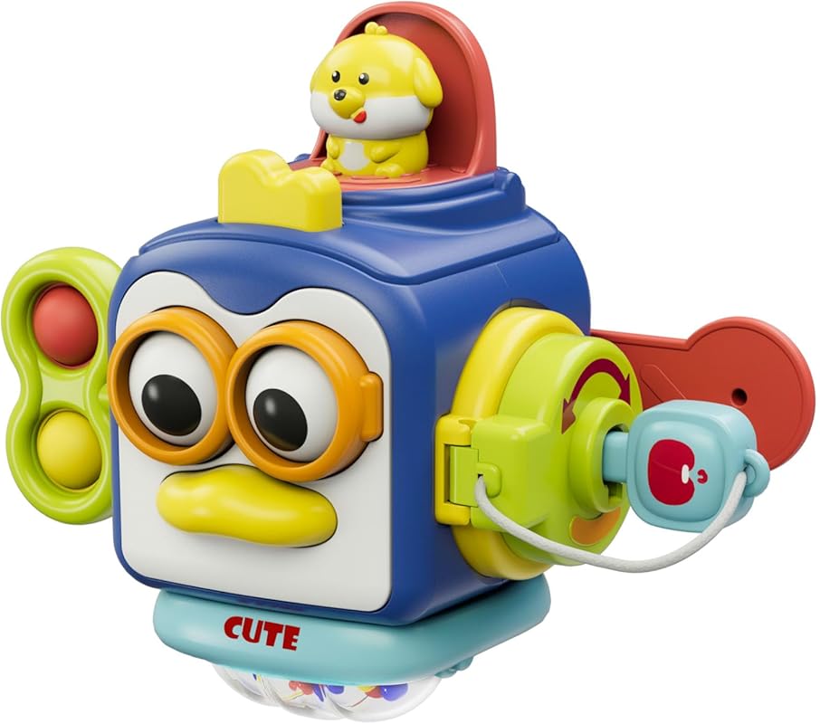 Montessori Busy Cube Toy for 1 Year Old Boys, Sensory and Fine Motor S