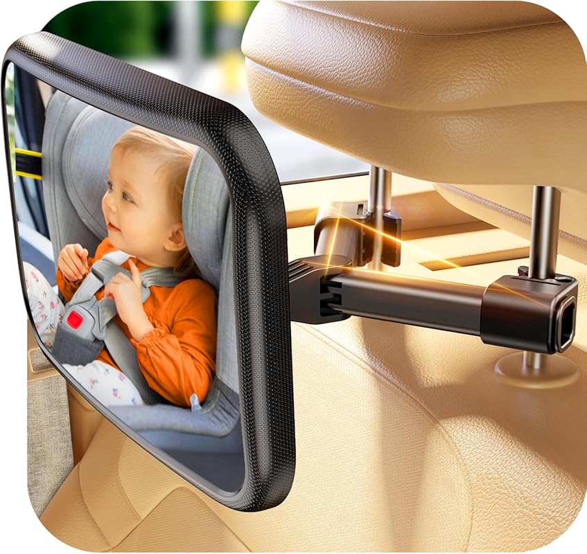 Baby Car Mirror with Hook Clip Design, Shatterproof, Crash Tested, Eas