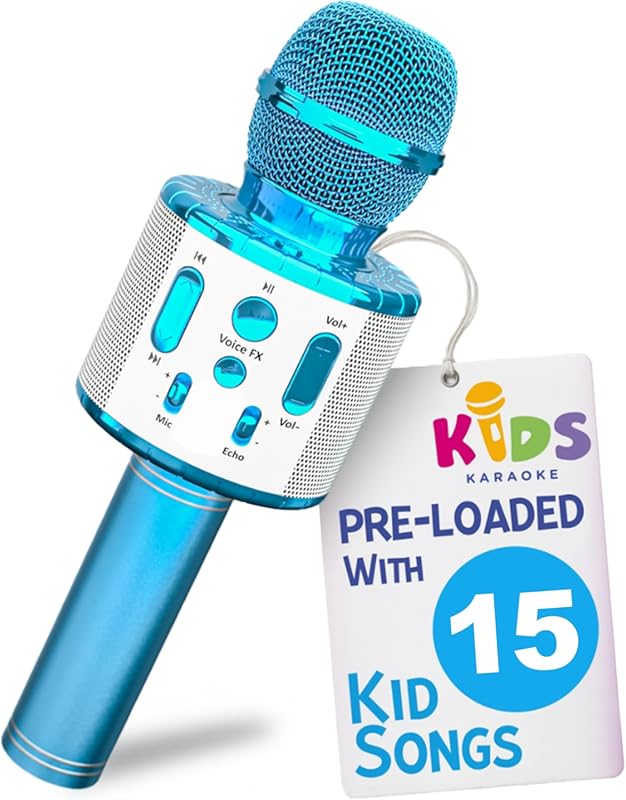 Move2Play Kids Karaoke Microphone with Pre-Loaded Songs and Bluetooth,