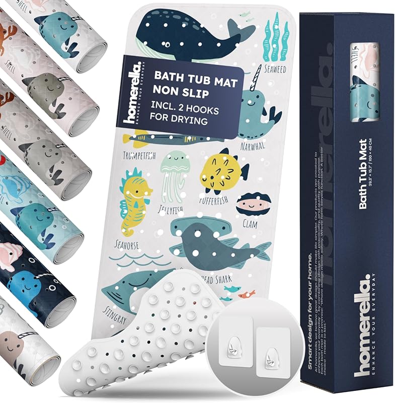 homerella® Ocean Sea Animals Non Slip Baby Bath Mat, 40