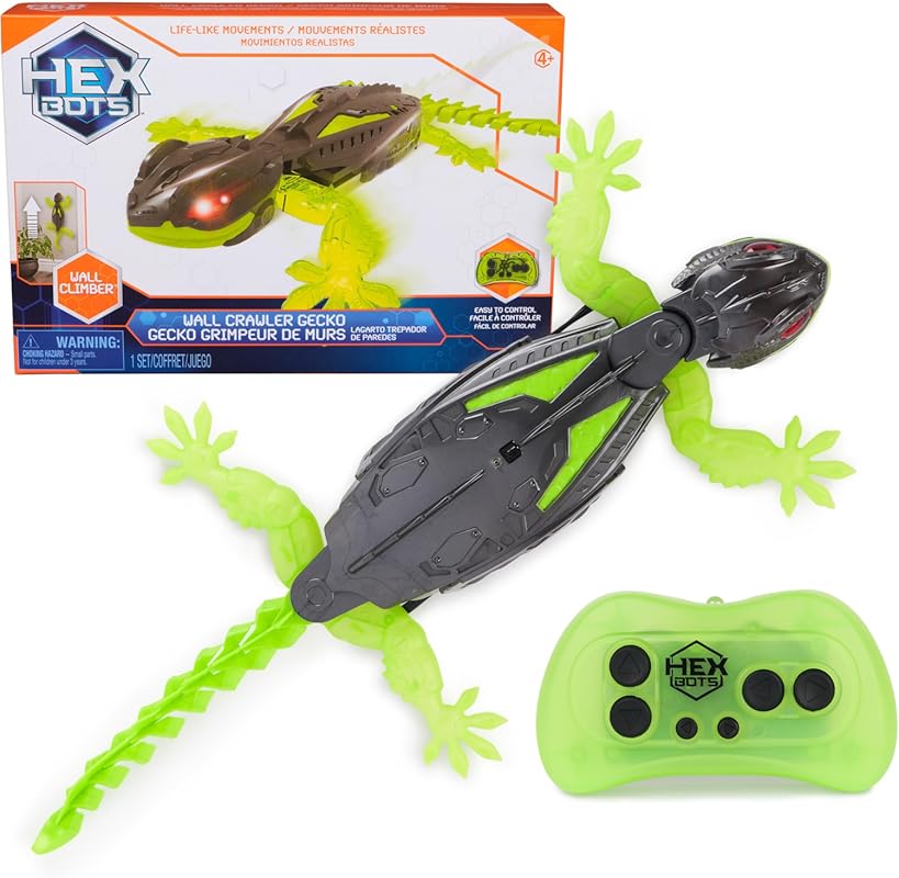 HEX BOTS Wall Crawler Gecko with Rechargeable Remote Control and Wall 
