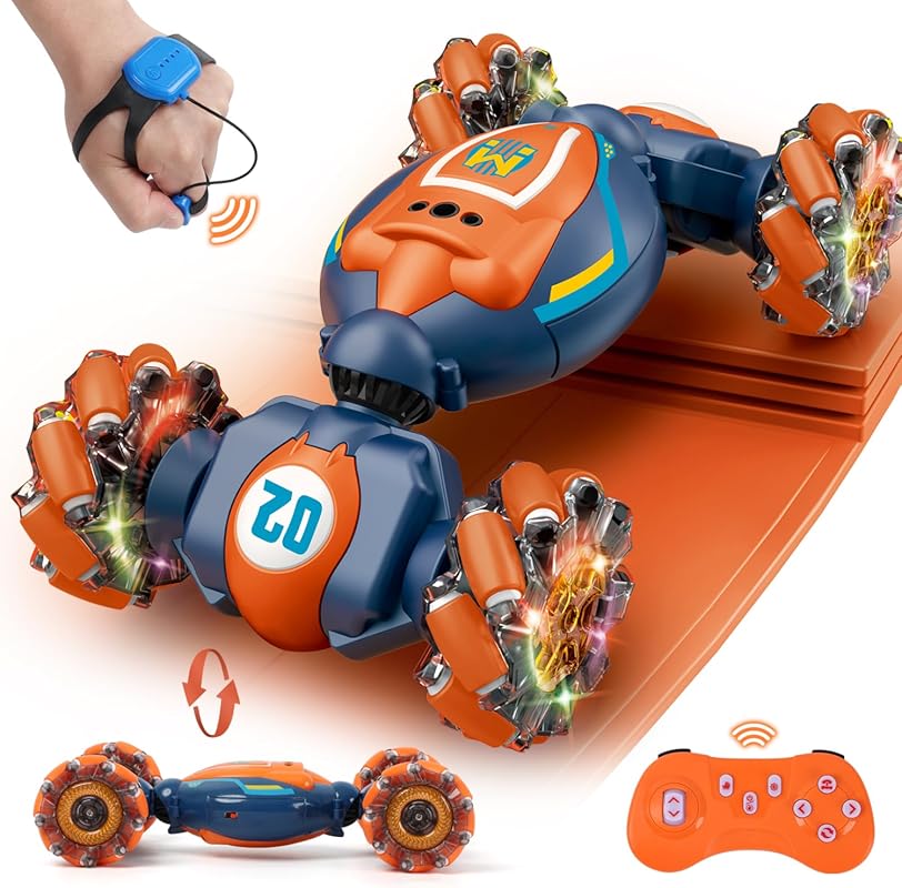 Gesture Sensing RC Stunt Car with 4WD, Lights, and Music for Kids Ages