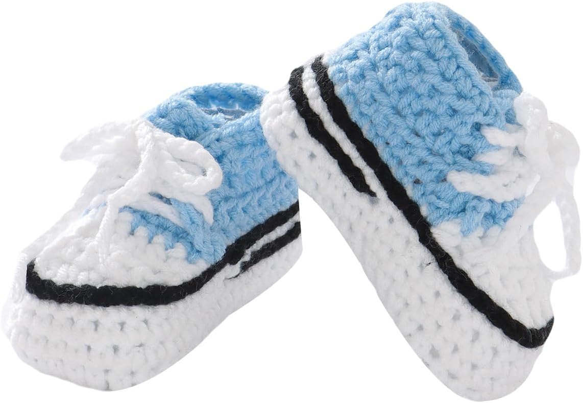 mimixiong Crochet Baby Booties, Soft Hand Knit Sneakers for Newborn Bo