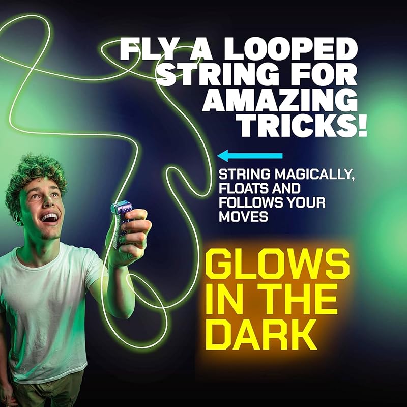 ZipString Luma Glow-in-The-Dark String Toy with LED, Flies Loops and C