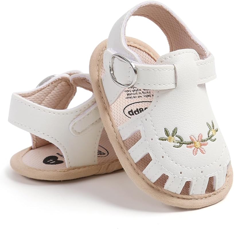 Infant Baby Girls Summer Sandals with Soft Sole, Flat Wedding Dress Sh