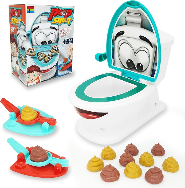 Poop Toys Family Shooting Game with Toilet Bowl and Launchers, Creativ