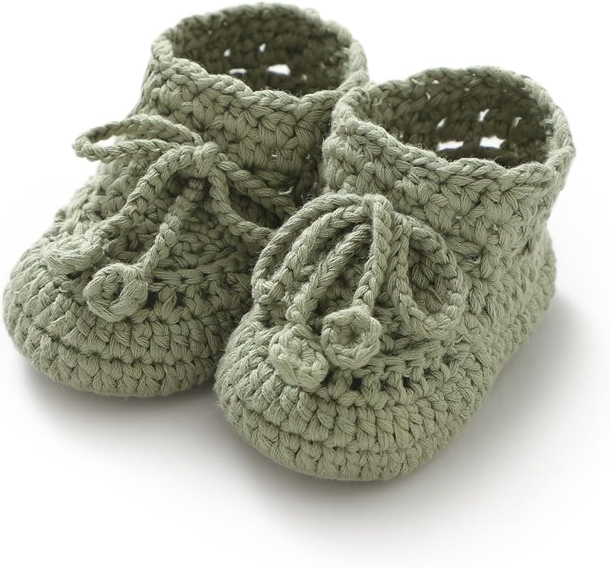 Hadetoto Hand Crochet Cotton Baby Booties, Soft Cozy Warm Socks for Ne