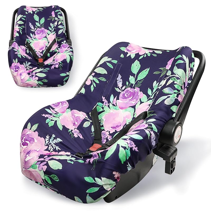 TANOFAR Purple Flowers Baby Car Seat Cover Liner, Soft and Comfortable