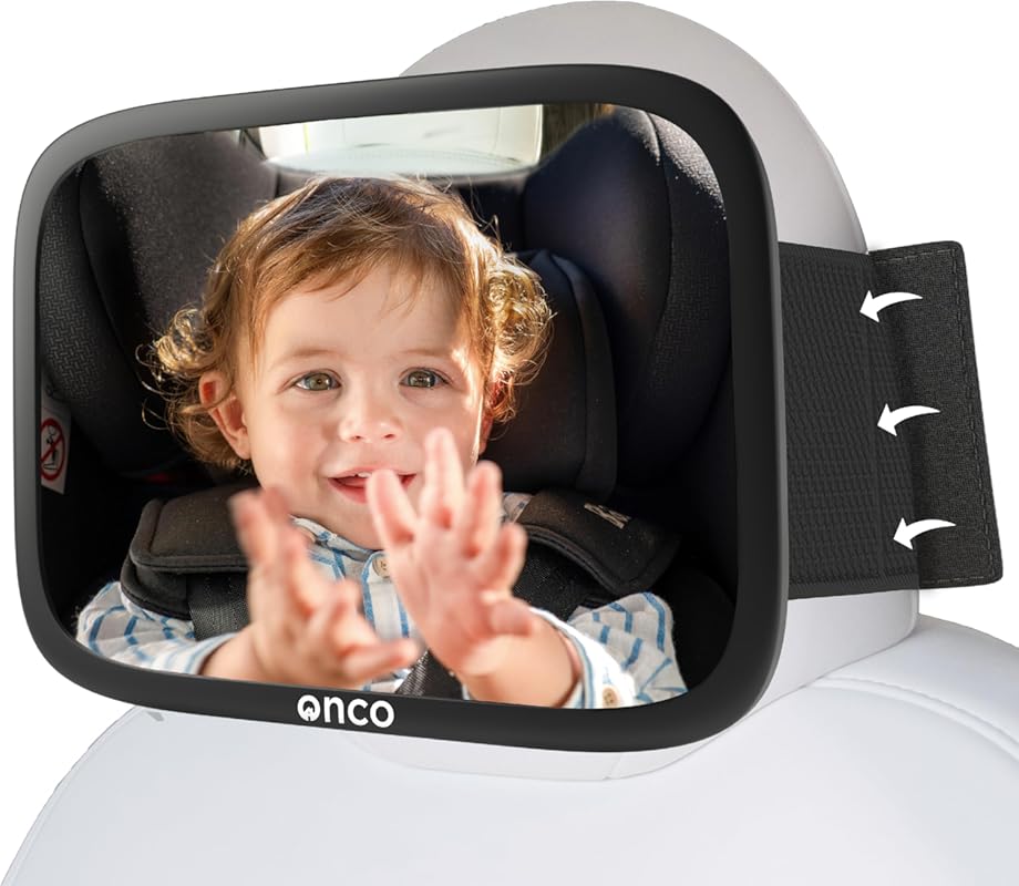 Onco Tesla-Compatible Fixed Headrest Baby Car Mirror, 100% Shatterproo