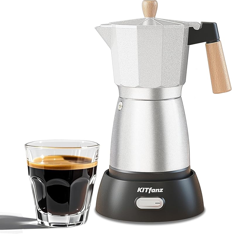 Electric Italian Moka Pot Espresso Maker with Detachable Base, Portabl