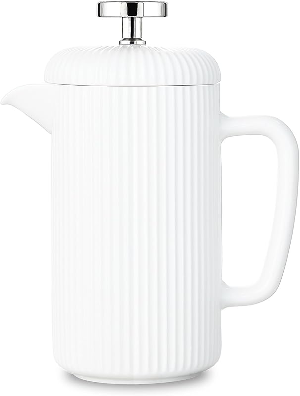 Easyworkz 22oz Porcelain French Press Coffee Maker with Stainless Stee