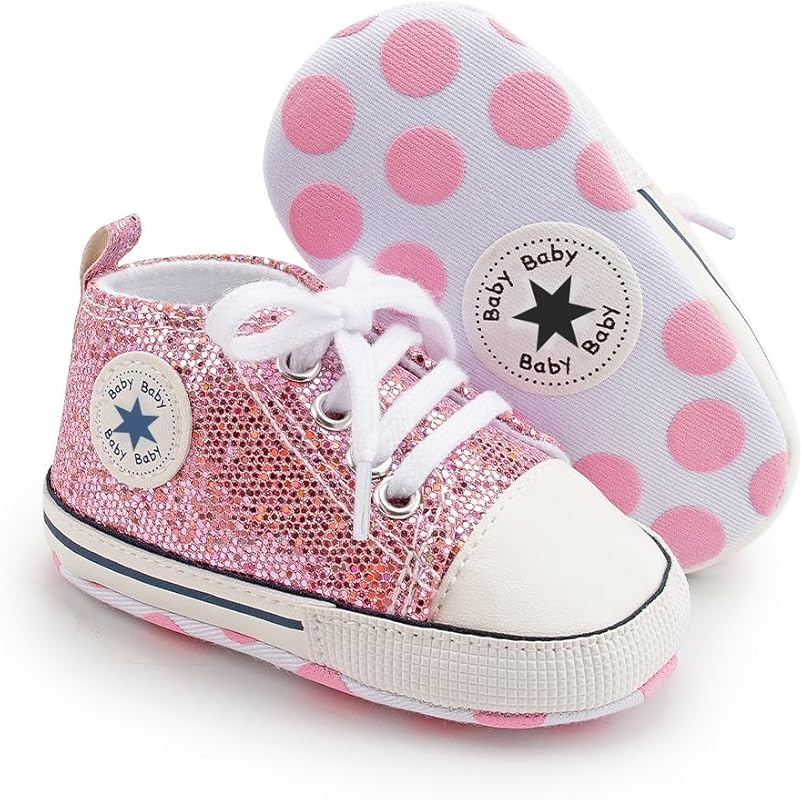 Newborn Unisex Canvas High-top Sneakers, Soft Sole, Breathable and Ant