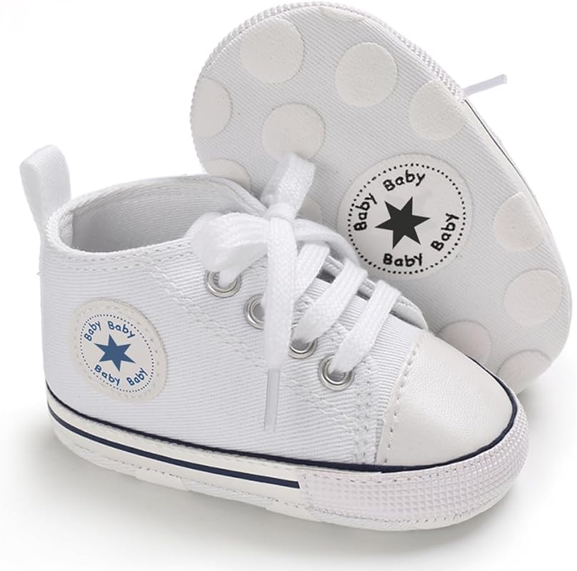 Unisex Baby Canvas High-top Shoes with Soft Sole, Breathable and Anti-