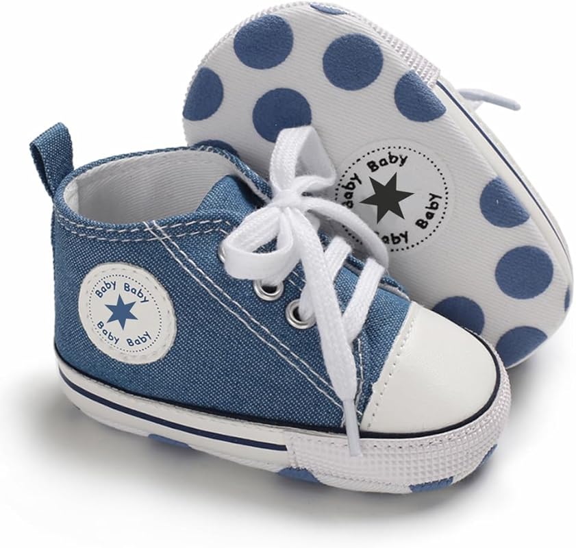 Unisex Canvas High-Top Baby Shoes, Breathable Soft Sole Sneakers for N