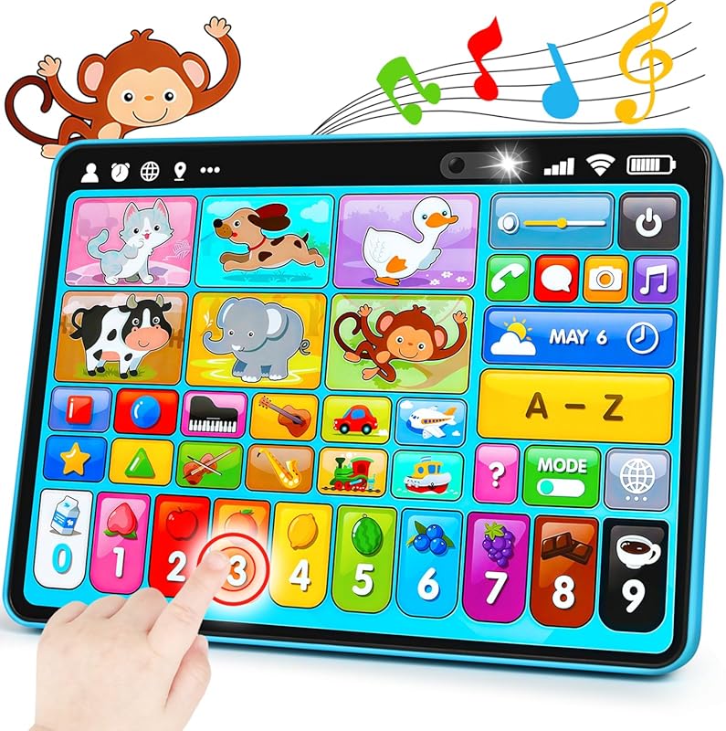 Trilingual Montessori Learning Toy Tablet with Music and Speech Therap