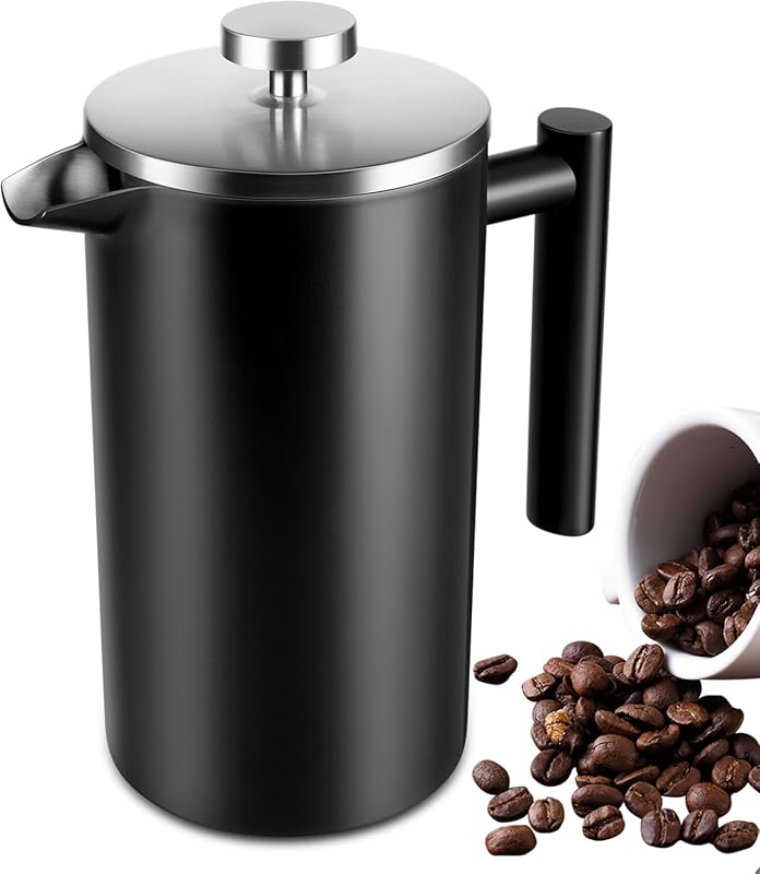 Large 34 oz Premium Stainless Steel Insulated French Press Coffee and 