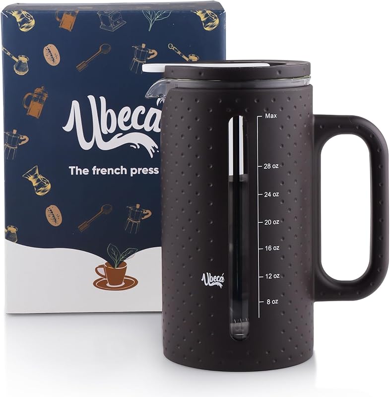 Large 34oz Brown French Press Coffee Maker, BPA-Free, Heat Resistant, 