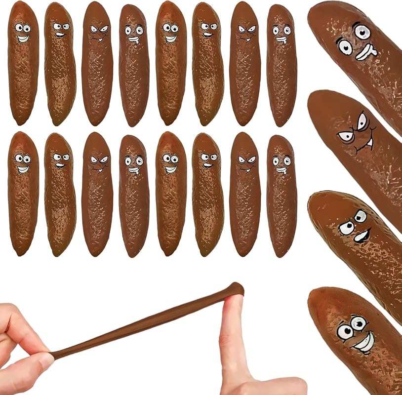 16-Piece Poop Fake Poop Finger Slingshot Set, White Elephant Gift and 