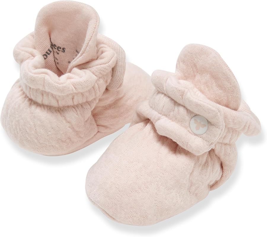 Burt's Bees Baby Organic Cotton Newborn Booties, Soft and Safe Shoes f