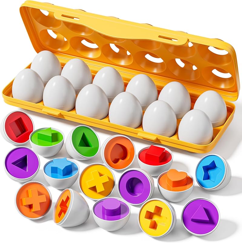 Matched Eggs Shape and Color Sorting Toy for Toddlers Ages 1-4, Sensor