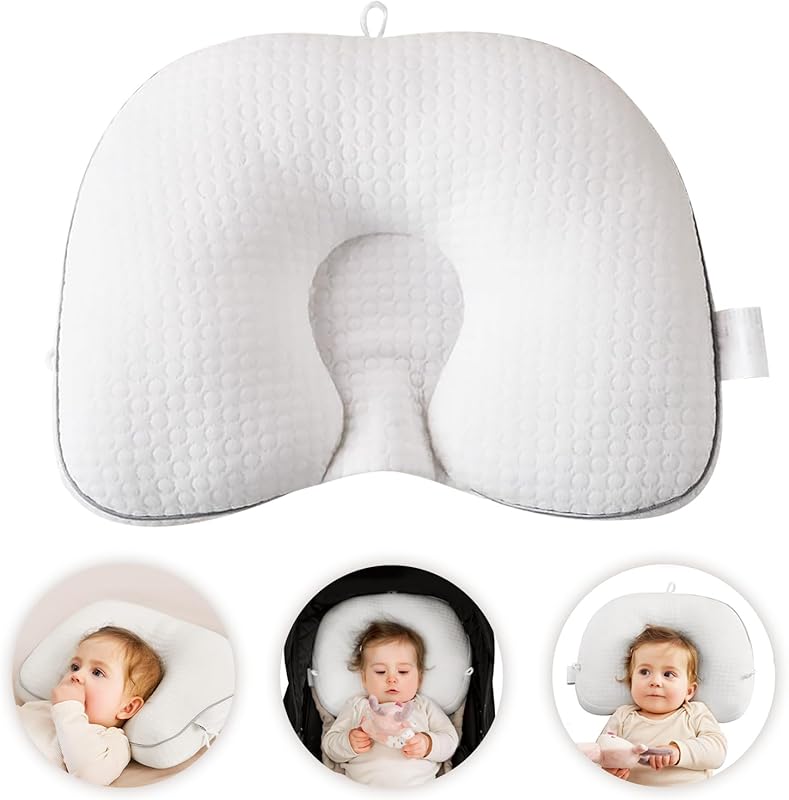 Soft Baby Head Pillow for Newborns, Breathable Ergonomic Neck Support 