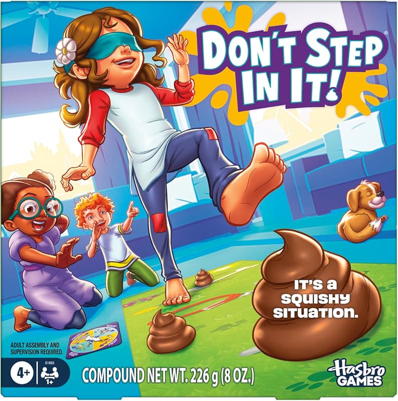 Hasbro Gaming Don't Step in It! Preschool Game with Spinner and 8 Anim