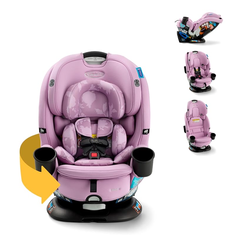 Graco Turn2Me 3-in-1 Rotating Convertible Car Seat, Lilac Mod, Rear an