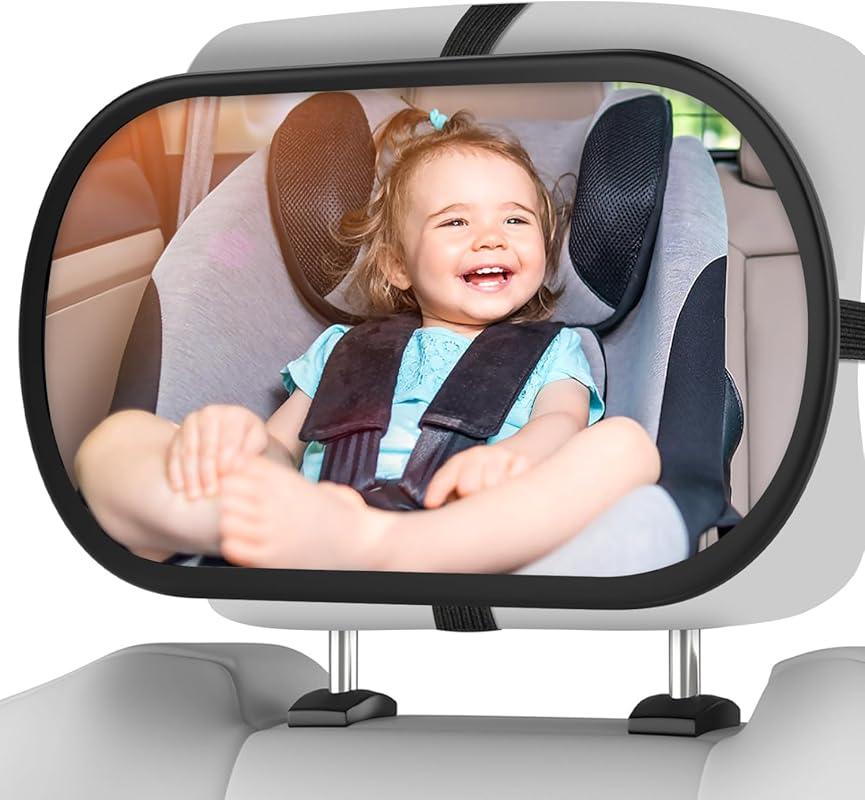 Safety Baby Car Mirror, Shatterproof with 360° Rotation, Wide Clear Vi