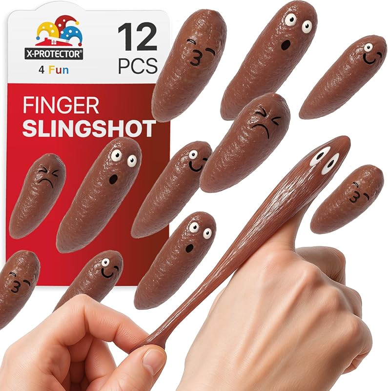 X-Protector Rubber Poop Slingshot Toy, 12-Piece Pack of Squishy Flying