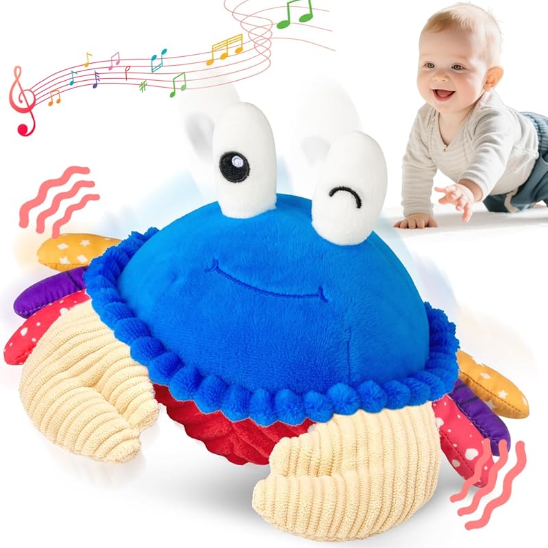 Baby Toys Musical Crawling Crab Plush with 40 Songs, Recording, and Da