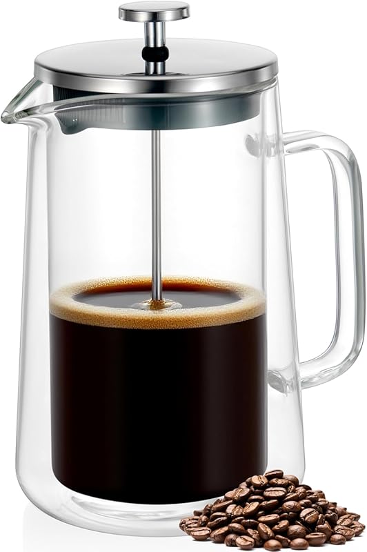 34oz Double Wall Insulated French Press with Borosilicate Glass and St