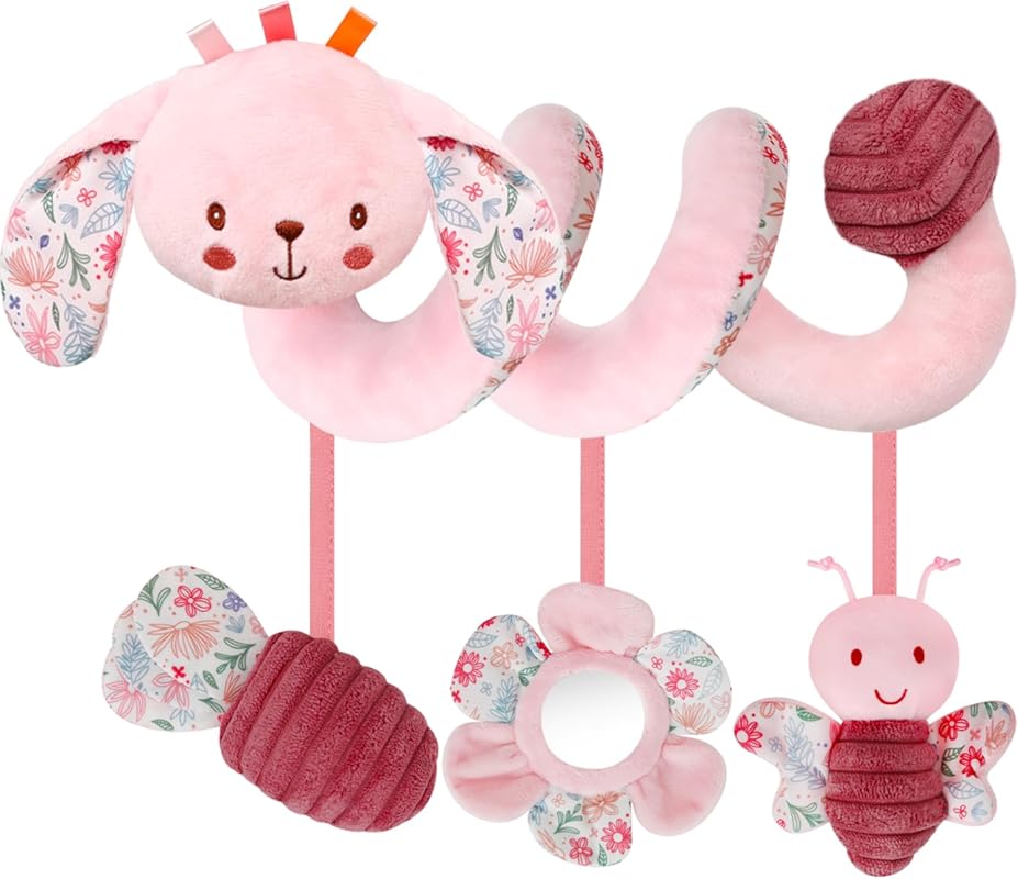 TSYAN Spiral Hanging Plush Car Seat Toys for Babies 0-6 Months, Ideal