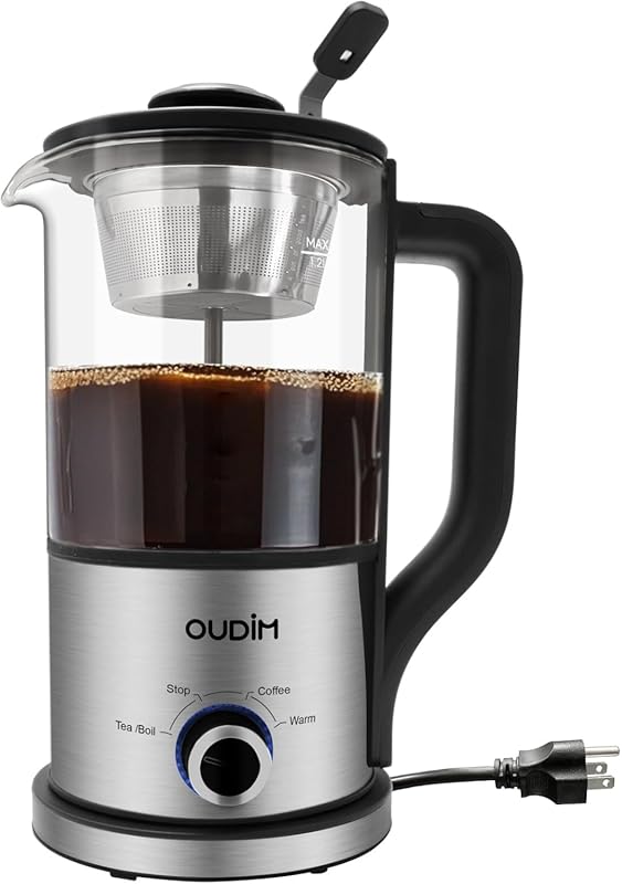 600W Drip Electric Coffee Maker and Kettle, 1.2L BPA-Free Glass and St