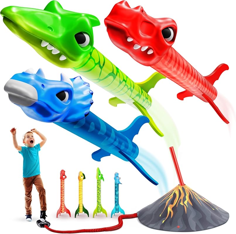 Ninja Blast Dinosaur Rocket Launcher Toy for Kids Ages 3-8, Outdoor Fu