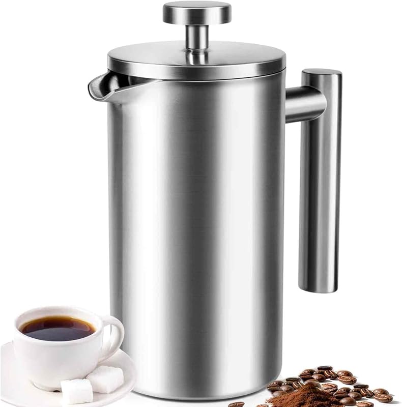 Stainless Steel French Press Coffee Maker 34 oz, Double-Walled Insulat