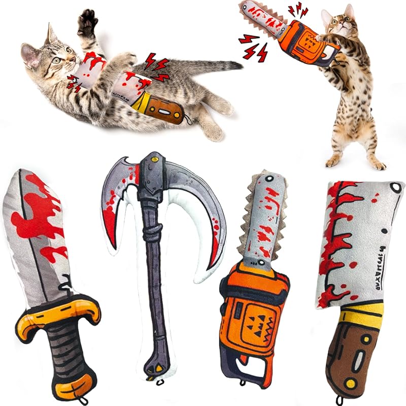 4PCS Cartoon Style Knife-Shaped Catnip Toys with 8000mg Premium Catnip
