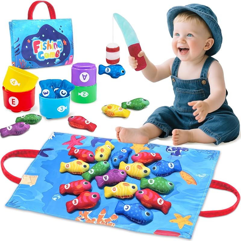 Montessori Toddler Fishing Game with Stacking Cups, Educational Sensor