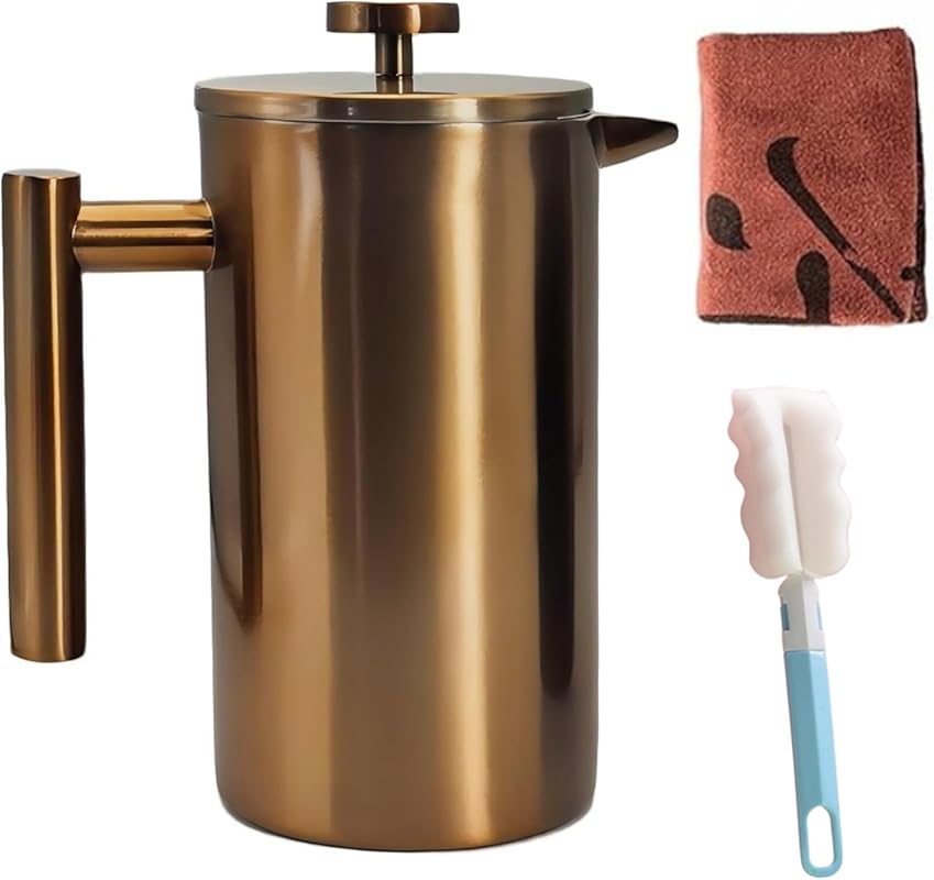 YJX 34oz Stainless Steel French Press Coffee Maker, Double Insulated H