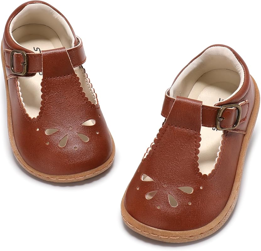 Toddler Girl Mary Jane Dress Shoes, Wide Ballet Flats for Party and Sc