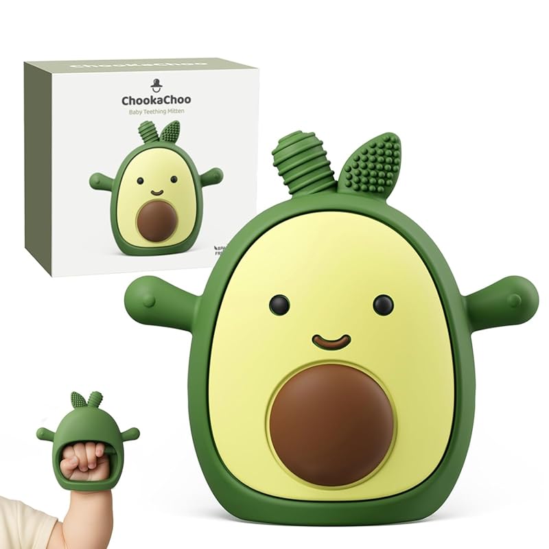 ChooKaChoo Silicone Avocado Teething Mitten for Babies Over 3 Months, 