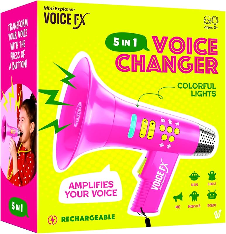 Mini Explorer Voice Changer for Kids, Pink Voice Changing Device Gift