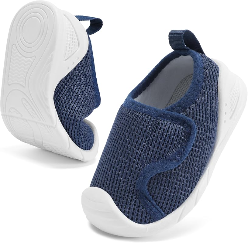 Baby Boys Girls First Walking Shoes with Wide Toe Box, Lightweight Bre