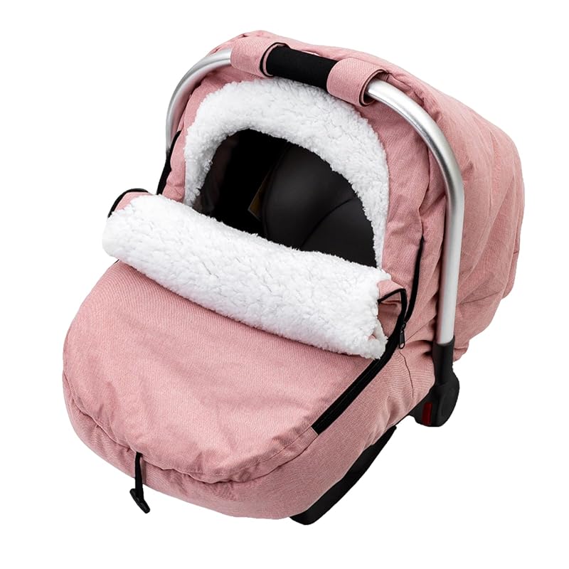 Plush Sherpa Fleece Lined Winter Baby Car Seat Cover with Peeping Wind
