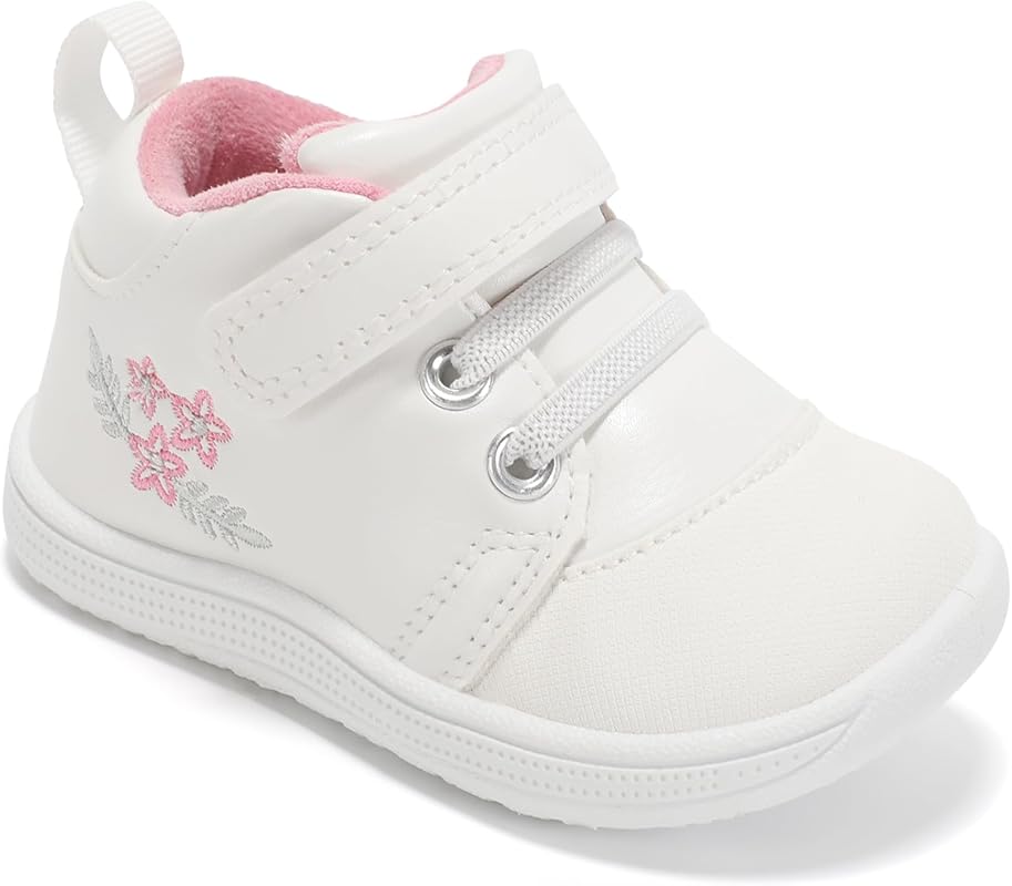 Unisex Mid-Top First Walker Shoes with Wide Toe Box, Soft PU Leather,